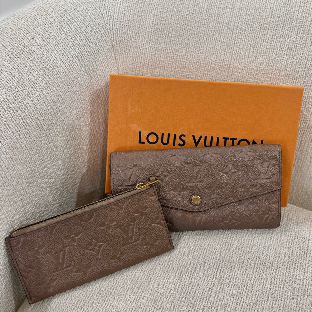 Louis Vuitton Brown Monogram Embossed Leather Wallet Set